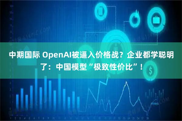 中期国际 OpenAI被逼入价格战？企业都学聪明了：中国模型“极致性价比”！