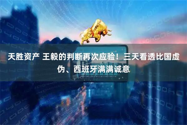 天胜资产 王毅的判断再次应验!三天看透比国虚伪、西班牙满满诚意