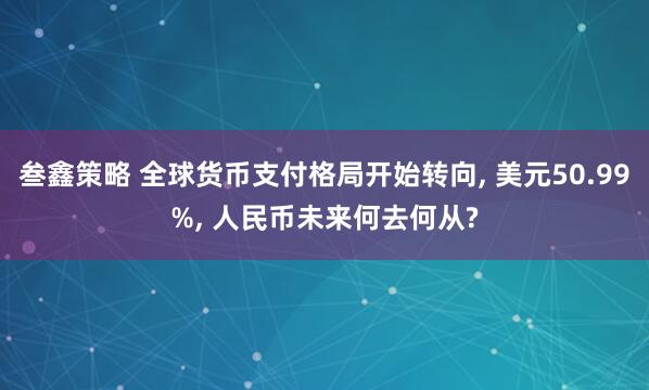 叁鑫策略 全球货币支付格局开始转向, 美元50.99%, 人民币未来何去何从?